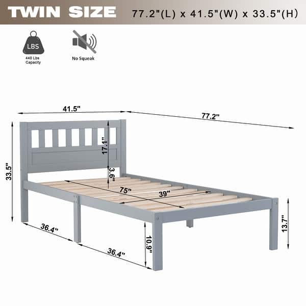 Platform Bed Simple Wood Bed Frame with Headboard Slat Support No Box Spring Needed Bedroom Kids Bed Platform Bed Frame