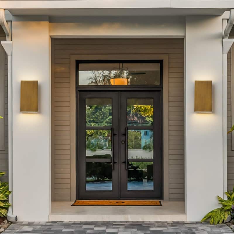 2-Light Matte Black Dimmable Outdoor LED Wall Sconce