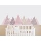 preview thumbnail 5 of 3, Soft Pink Mountain Wall Decal Baby Girl Nursery Decor Multi-Color - 14 tall x 50 wide inches