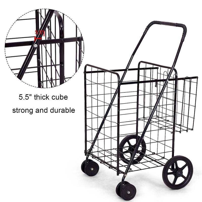 Utility Folding Easy-storage Shopping Cart with Swivel Wheels