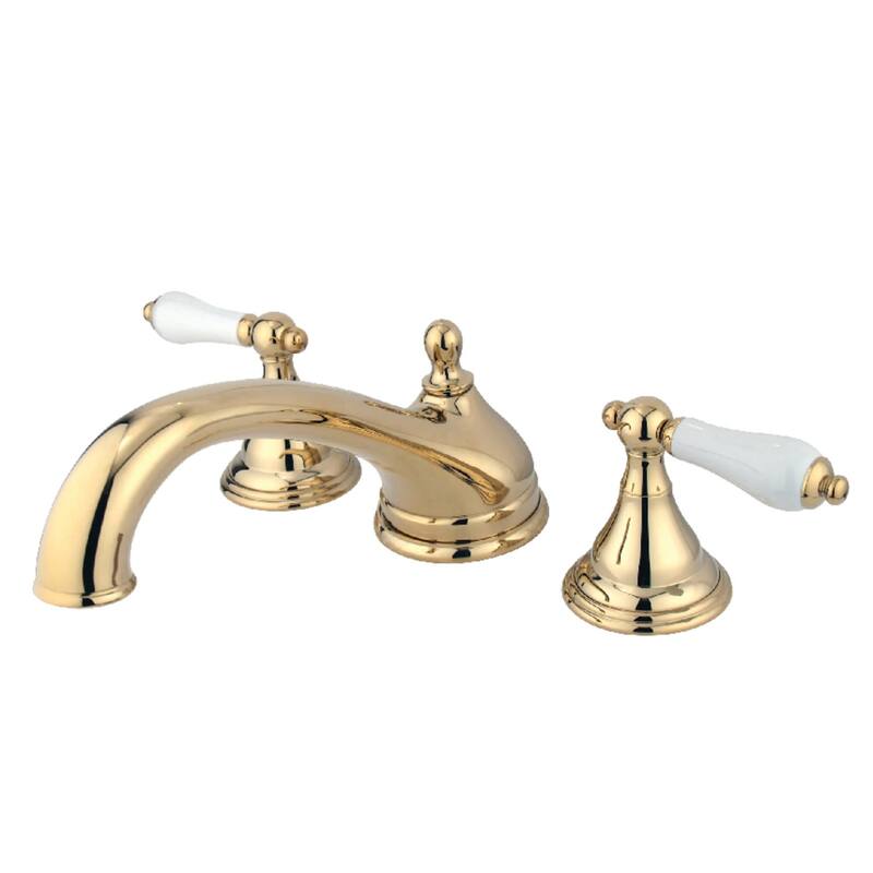 Kingston Brass Vintage Deck Mounted Roman Tub Filler with Lever - Polished Brass