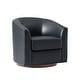 preview thumbnail 23 of 49, HULALA HOME Althea Modern Genuine Leather Swivel Barrel Chair with Solid Wood Base