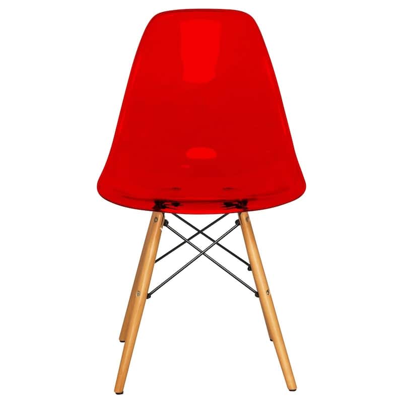 Cresco Acrylic Dining Chair in Solid Beech Wood Legs Banquet Side Chair (Set of 2) for Indoor and Outdoor - 32" Height
