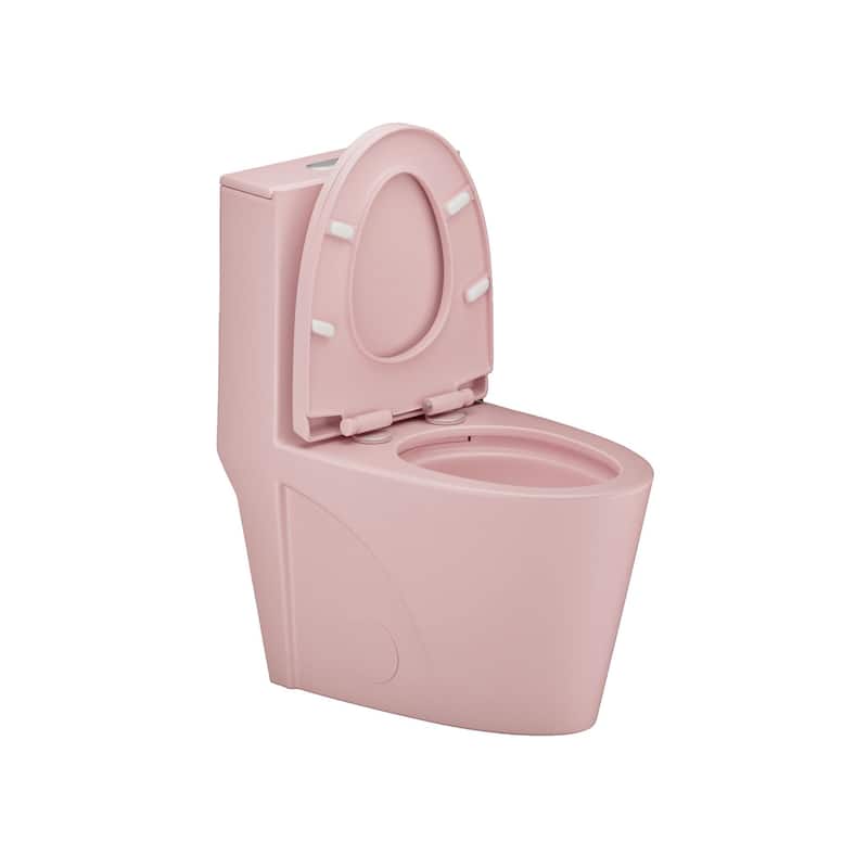 1.1/1.60 GPF Dual-Flush One Piece Toilet, Water-Saving Elongated Comfort Height Floor Mounted, Soft Close - Rose