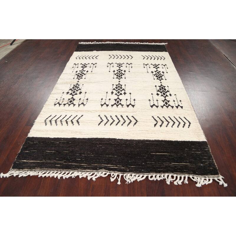 Vegetable Dye Moroccan Berber Oriental Wool Area Rug Handmade Carpet - 5'2" x 8'1"