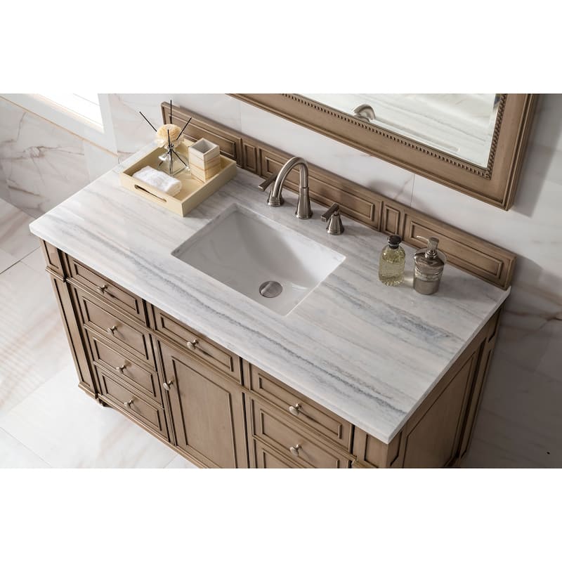 James Martin Vanities Bristol 48" Single Vanity, Whitewashed Walnut - Arctic Fall Solid Surface