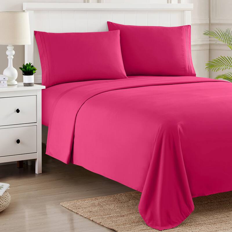 Sweet Home Collection Deep Pocket Soft Microfiber 4-Piece Solid Color Bed Sheet Set
