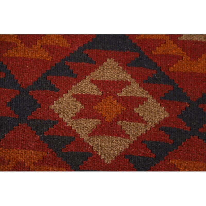 Multi-Color Reversible Kilim Rug Hand-woven Geometric Wool Carpet - 3'6" x 5'4"