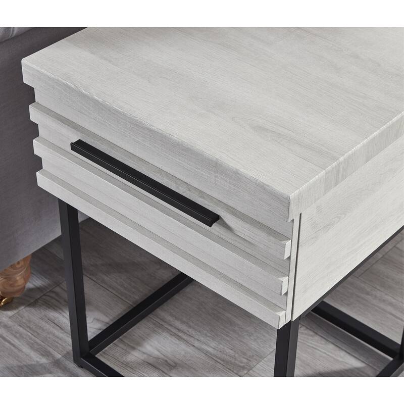 Astral 3-Piece Upholstered Bedroom Set, Tufted Wingback Bed with Two White Nightstands