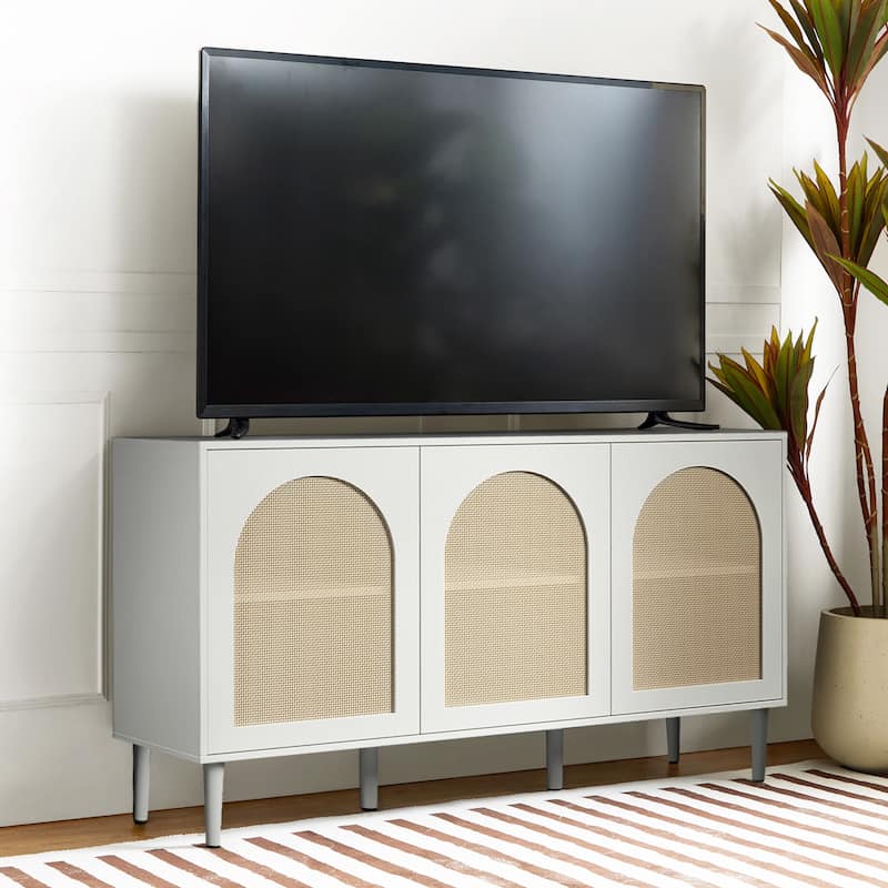 Ulysses Farmhouse Storage Rattan Sideboard with Adjustable Shelves by HULALA HOME