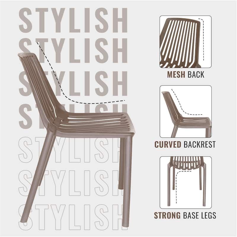 LeisureMod Acken Mid-Century Modern Plastic Dining Chair, Set of 4 - 30.7"