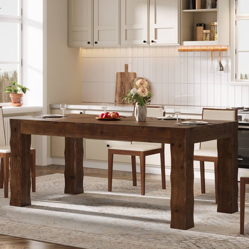 63" Solid Wood Kitchen Dining Table for 4-6 People