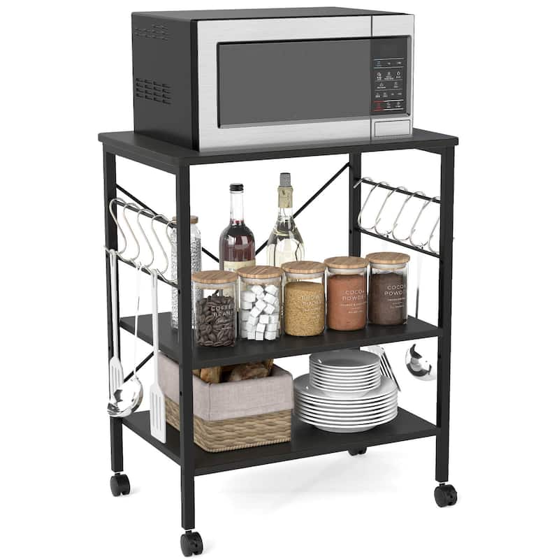 Costway 3-Tier Kitchen Baker's Rack Microwave Oven Storage Cart w/ - See details - Black