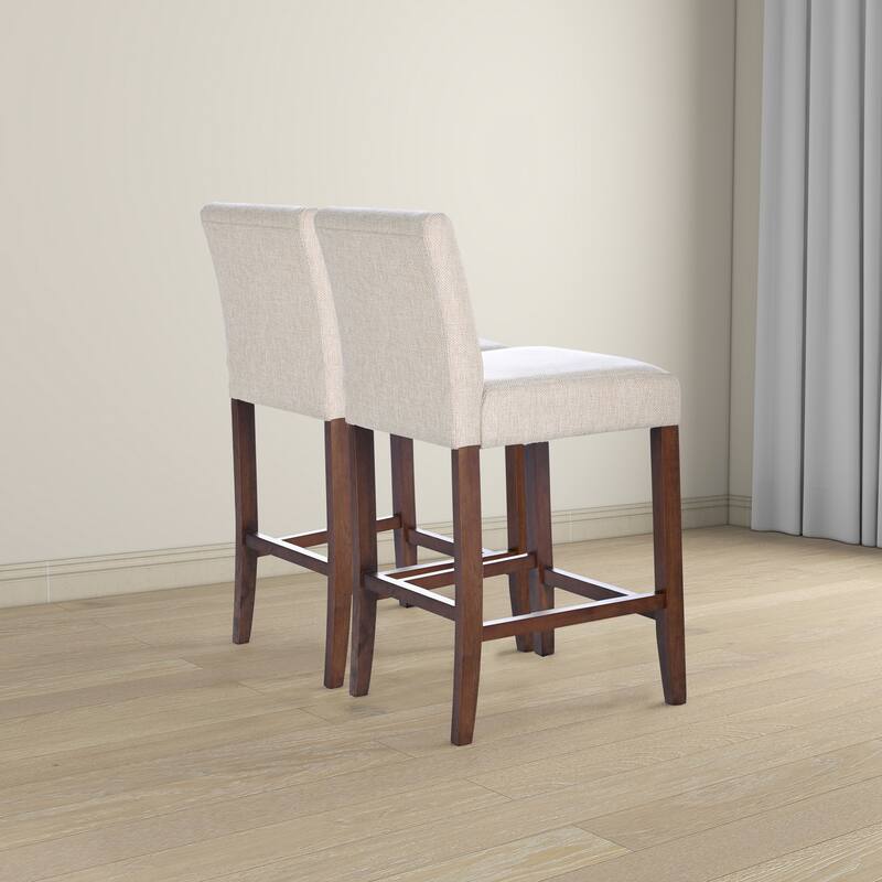 GDFStudio - Dorian Mid-Century Modern Linen Blend Upholstered Counter Chair with Solid Wood Frame, Set of 2 - 20.87"W