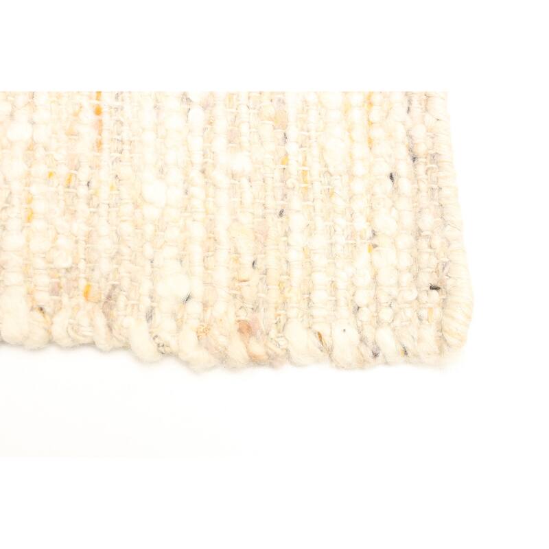 ECARPETGALLERY Braid weave Sienna Beige, Cream Wool Rug - 4'11 x 7'9