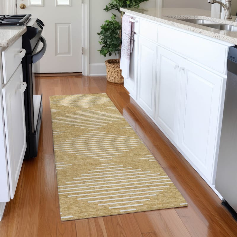 Premium Washable Super Soft Modern Geo Mayfield Rug - Gold - 2'3" x 7'6"