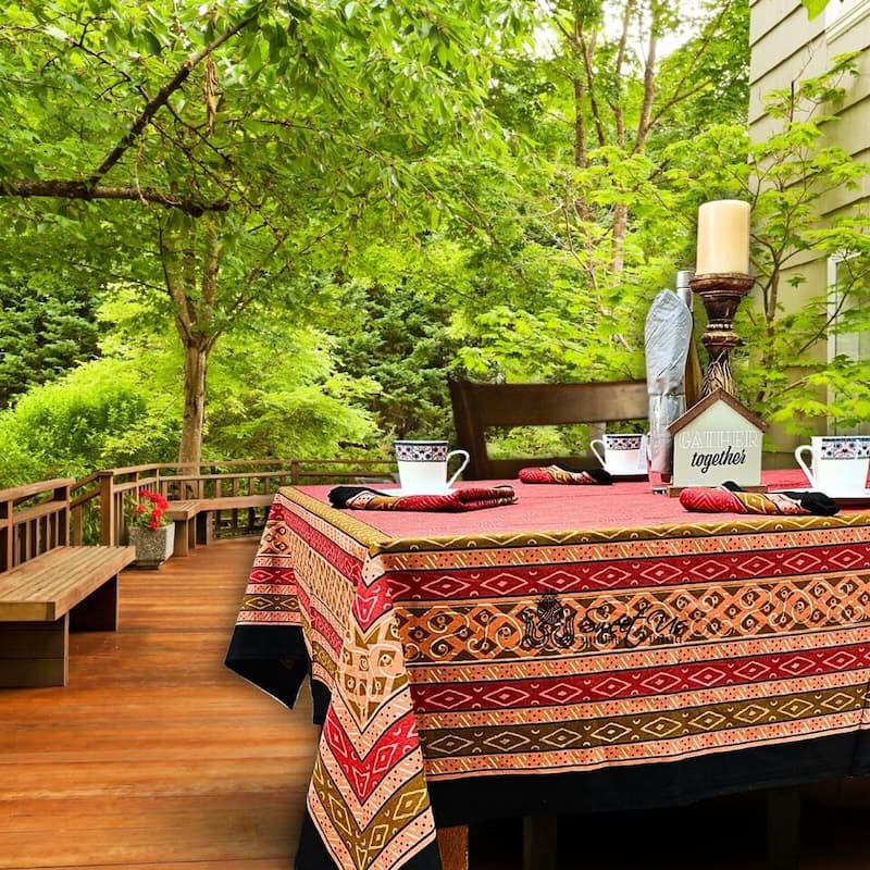 Cotton Block Print Luxurious Geometric Tablecloth Collection