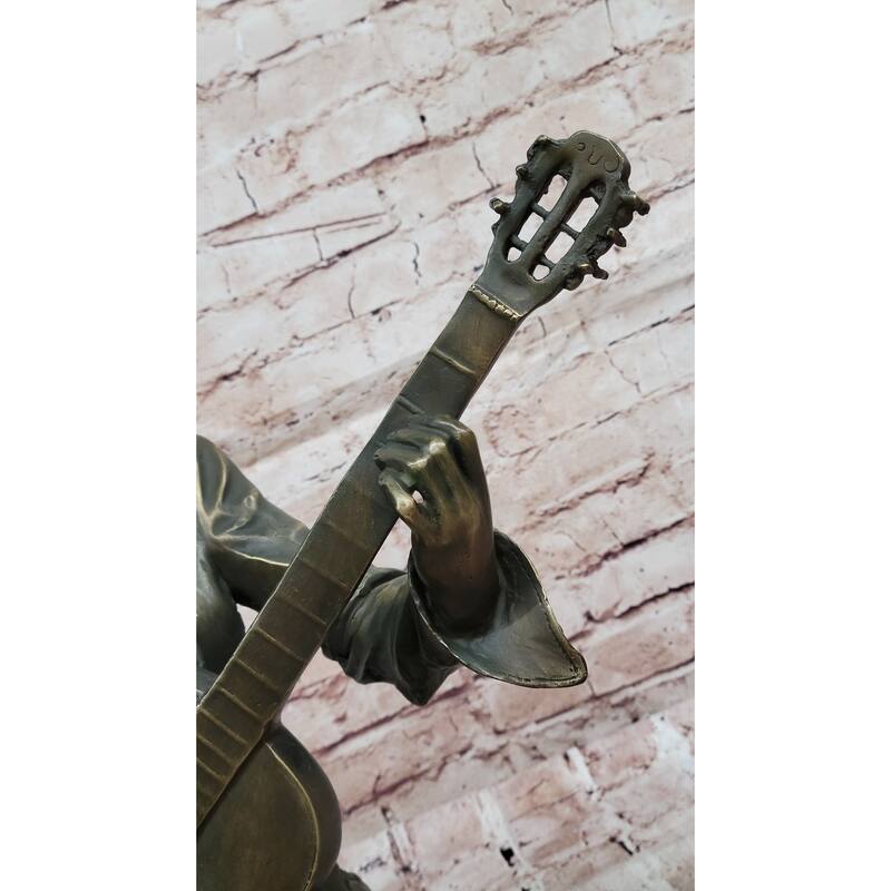 Bronze Country Singer Musician Bust - Cowgirl Guitar Sculpture Decor