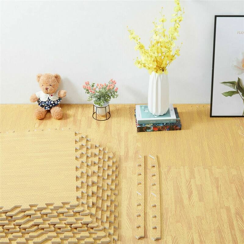 Premium Wood Grain Interlocking Foam Floor Mats 23 x 23 Bed Bath