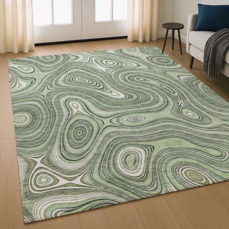 Premium Washable Super Soft Contemporary Alfa Mayfield Rug - Aloe - 2'6" x 3'10"