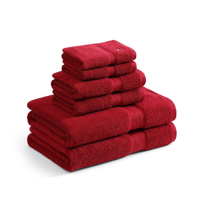 Tommy Hilfiger Modern American Cotton 6 Piece Towel Set - 6 Piece - Red