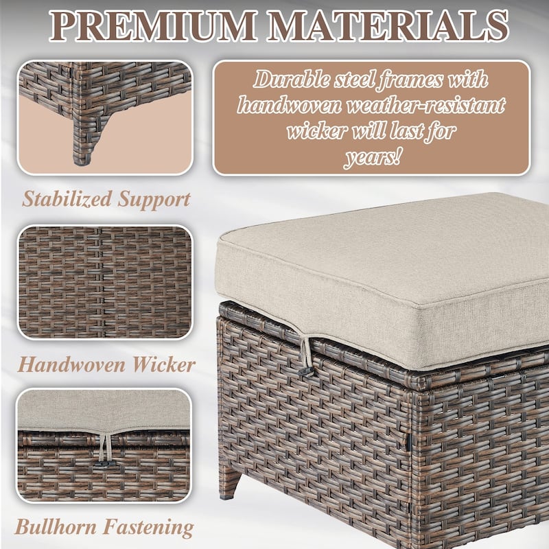 Outdoor Patio Sofa Table & Swive Chail with Ottoman