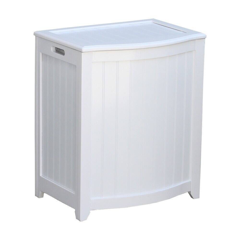 White Bowed Front Laundry Hamper with Interior Bag