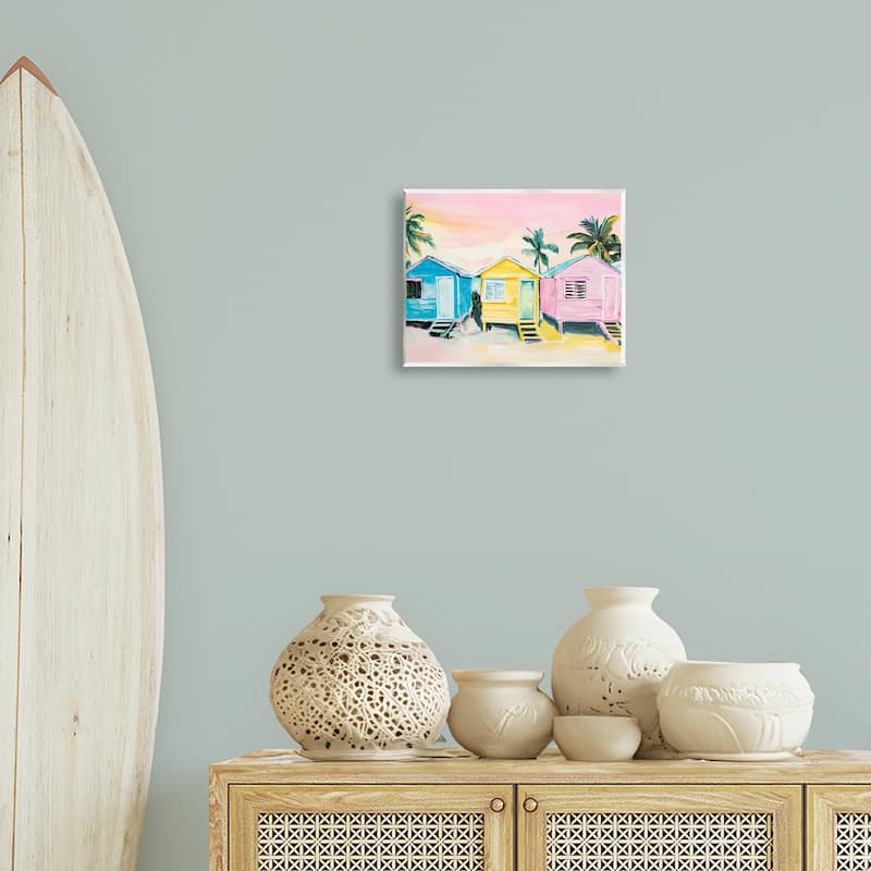 Stupell Pastel Tropical Beach Cabins Wall Plaque Art Design By Arlington Prints