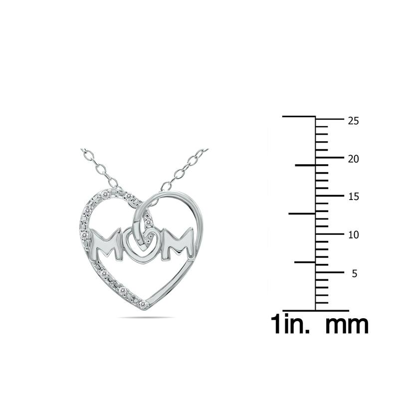 Marquee Diamond Accent MOM Heart Necklace in .925 Sterling Silver