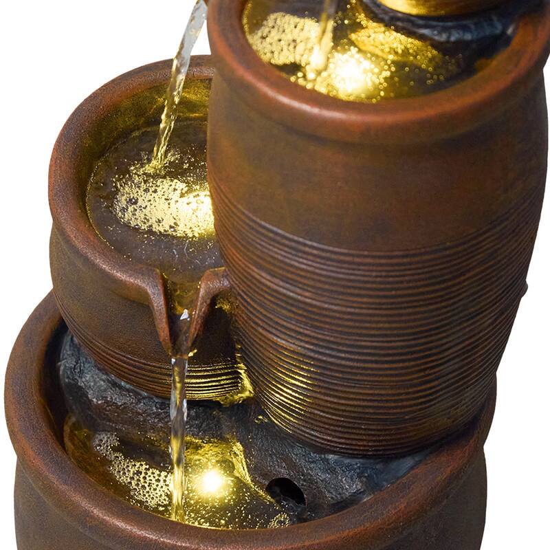 Handcrafted Outdoor Polyresin Fountain with LED Lights