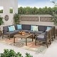 preview thumbnail 11 of 22, Perla 9-seater Acacia Wood Sectional Sofa Set by Christopher Knight Home