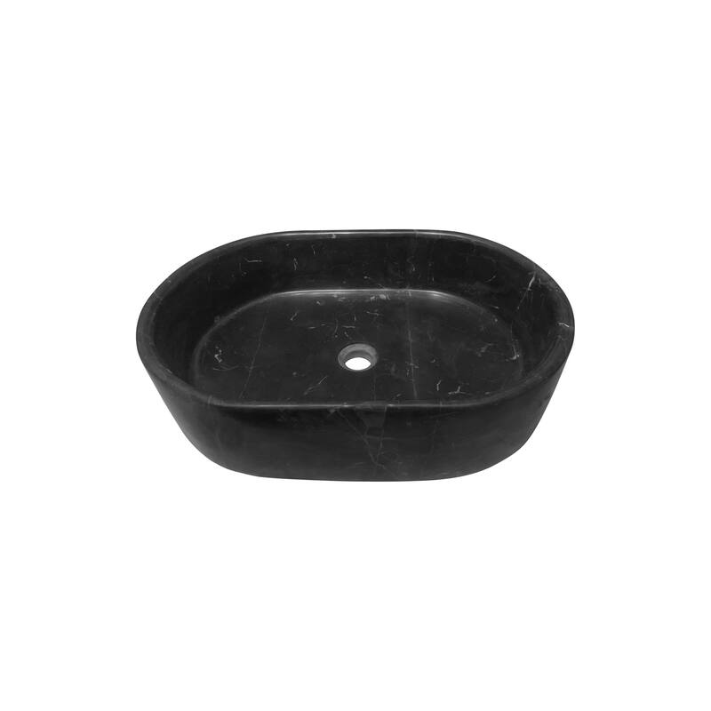 Roomfitters Marble Bathroom Vessel Sink, Natural Stone Countertop Wash Basin, Oval Matte Vanity Bowl, Dark Grey