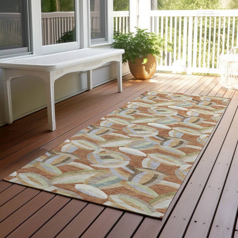 Machine Washable Indoor/ Outdoor Modern Heli Chantille Rug - Paprika - 2'3" x 7'6"