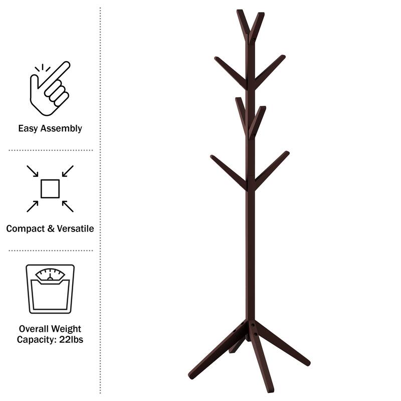 Lavish Home Freestanding Coat Rack, Espresso Brown