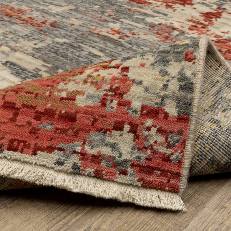 Style Haven Shiloh Pixelated Abstract Beige/Salmon Wool Blend Area Rug
