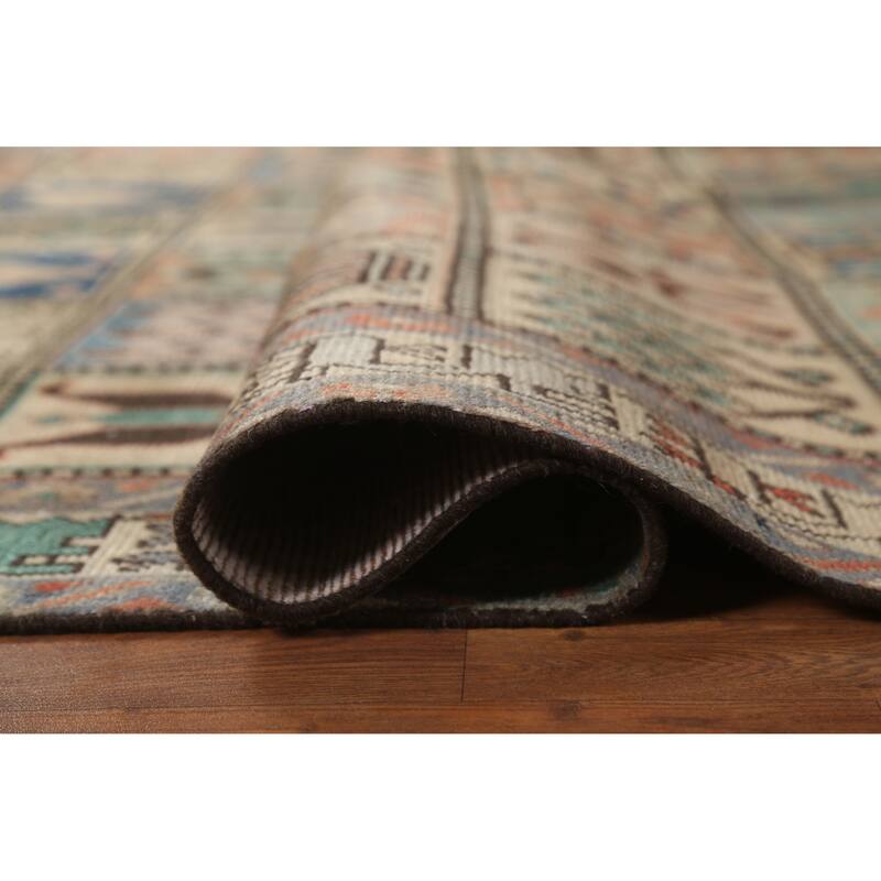 Hand Knotted Oriental 100% Wool Carpet Traditional Geometric Peach Bakhtiari Area Rug - 9' 4'' X 6' 11''
