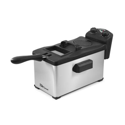 Elite Gourmet Stainless Steel 3.5Qt. Immersion Deep Fryer with Timer EDF-3500