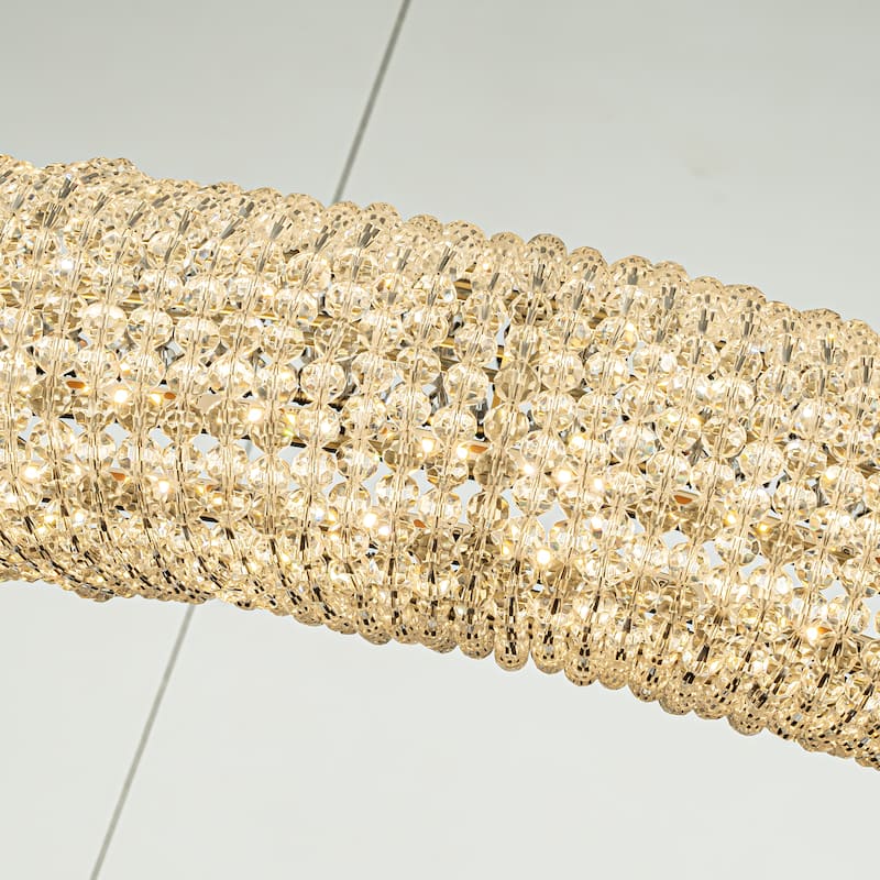 Unique/Statement Soft Gold LED Wagon Wheel Chandelier With Crystal Beads Accents