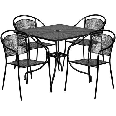Kalev 5-Piece Artistic Designed Black Large Bistro Set