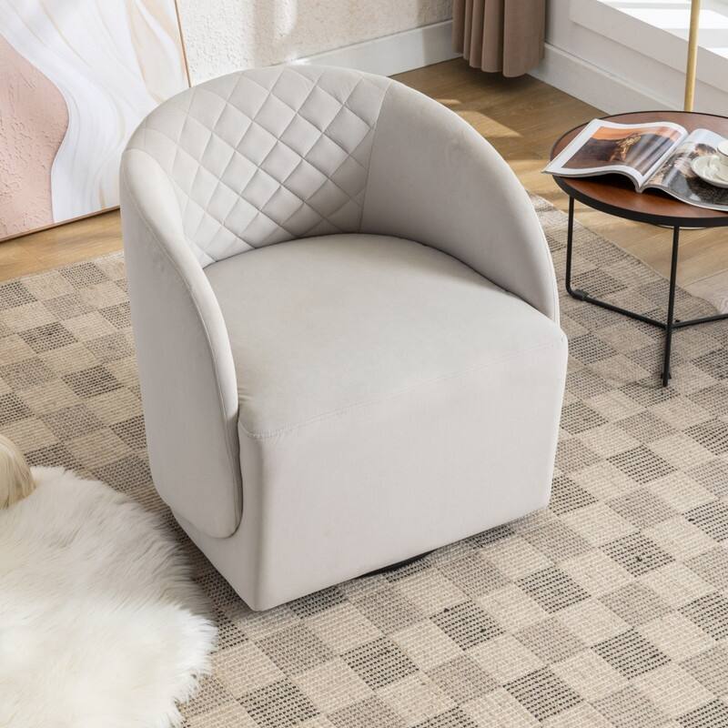 21.06"Seat Width Soft Velvet Fabric Swivel Chair For Living Room