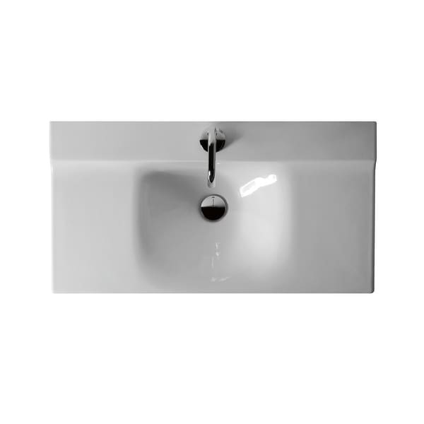 WS Bath Collections Buddy 3403 Kerasan 31-1/2" Ceramic Wall Mounted Bathroom Sink with 1 Hole Drilled and Overflow