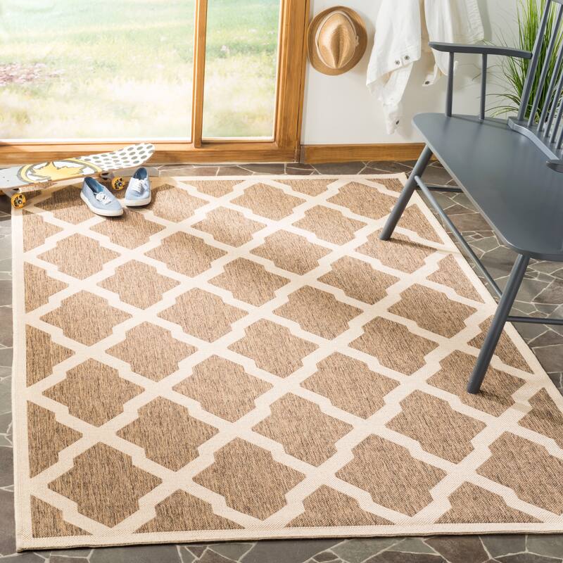 SAFAVIEH Linden Shirleyann Trellis Indoor/ Outdoor Patio Backyard Rug - 8' x 10' - Beige/Cream