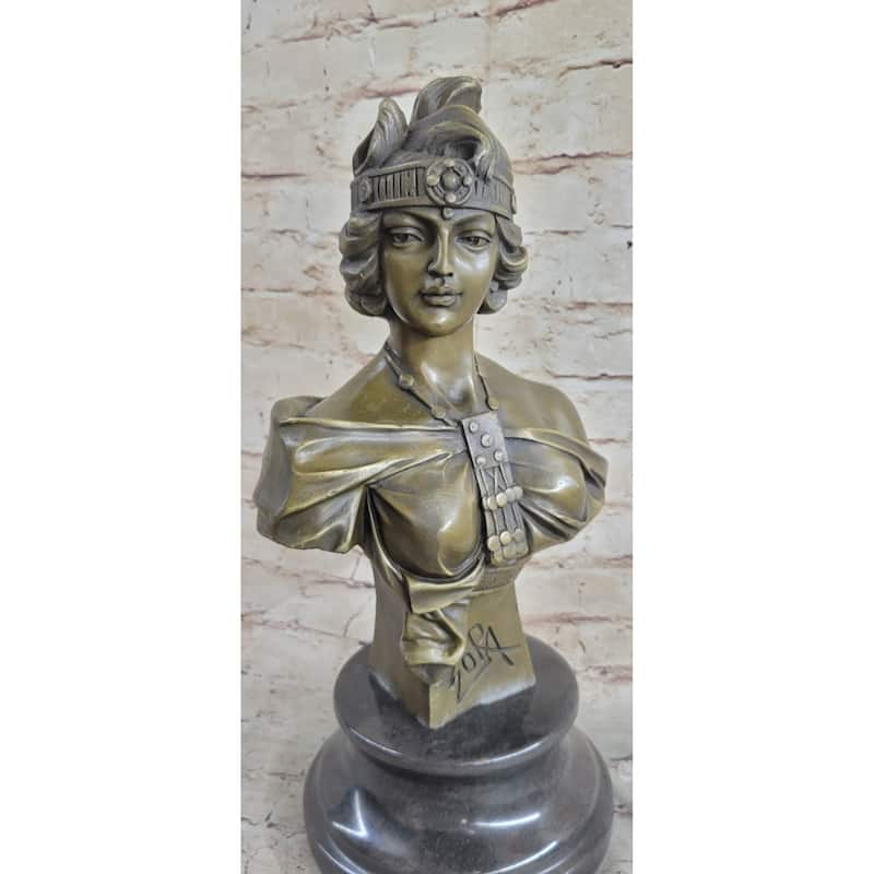 Real 100 Percent Bronze Sculpture Zora By Emmanuel Villanis Hot Cast Marble Base Figure