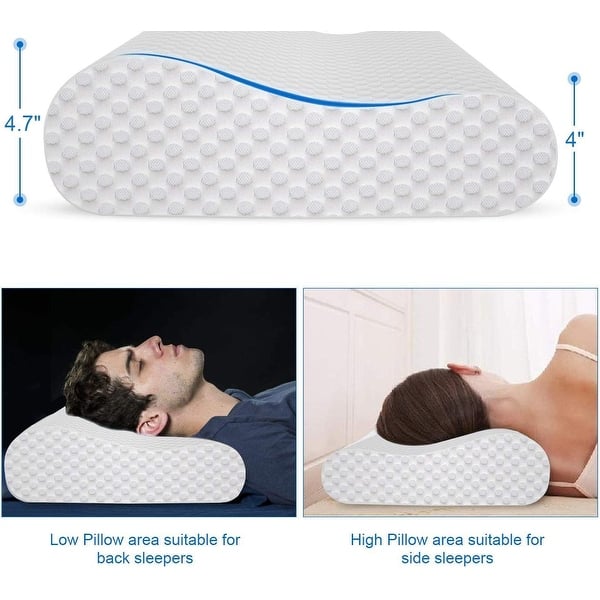 Blissbury Contour Pillow, Sandwich Memory Foam Contour Pillow | Curved Pillow for Neck Pain, Neck Support for Back, Stomach, Side Sleepers - Includes
