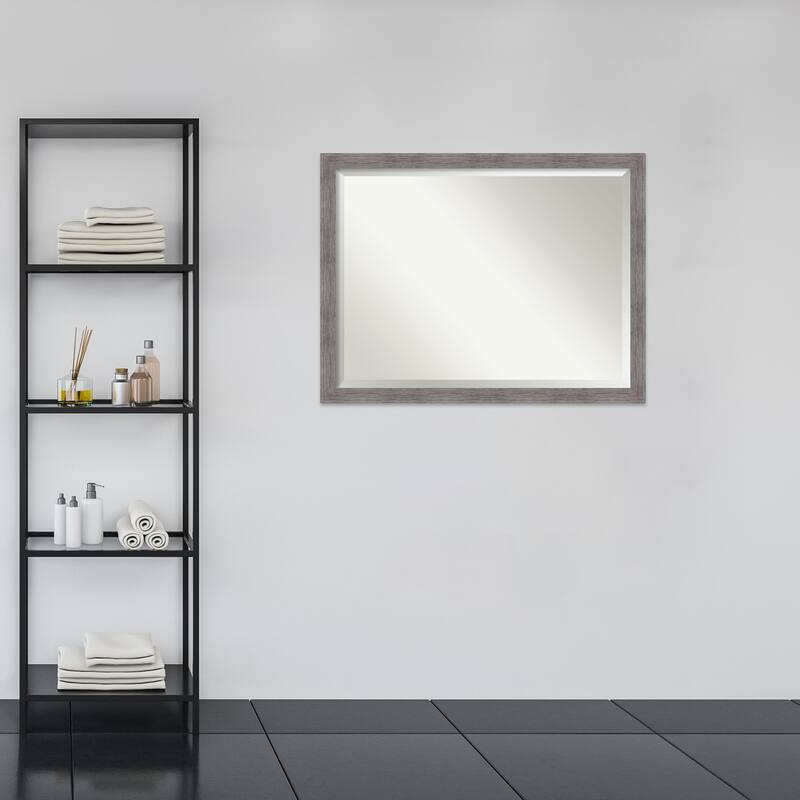 Beveled Wall Mirror - Pinstripe Plank Grey Narrow Frame - Pinstripe Plank Grey Narrow