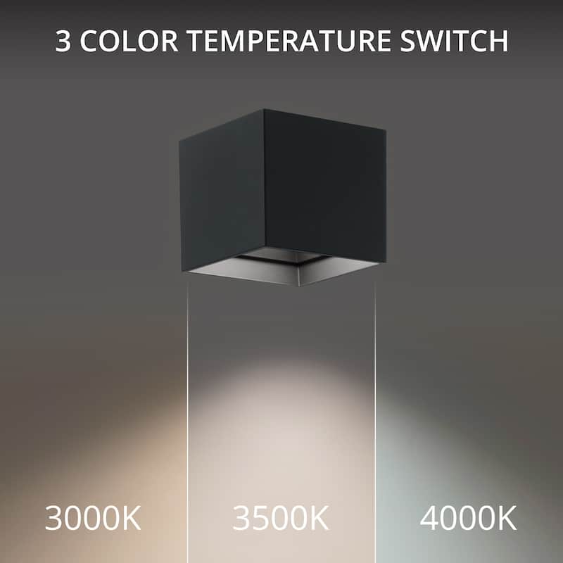 Kube 5in LED Outdoor Flush Mount 3-CCT 3000K-3500K-4000K Set to 3000K
