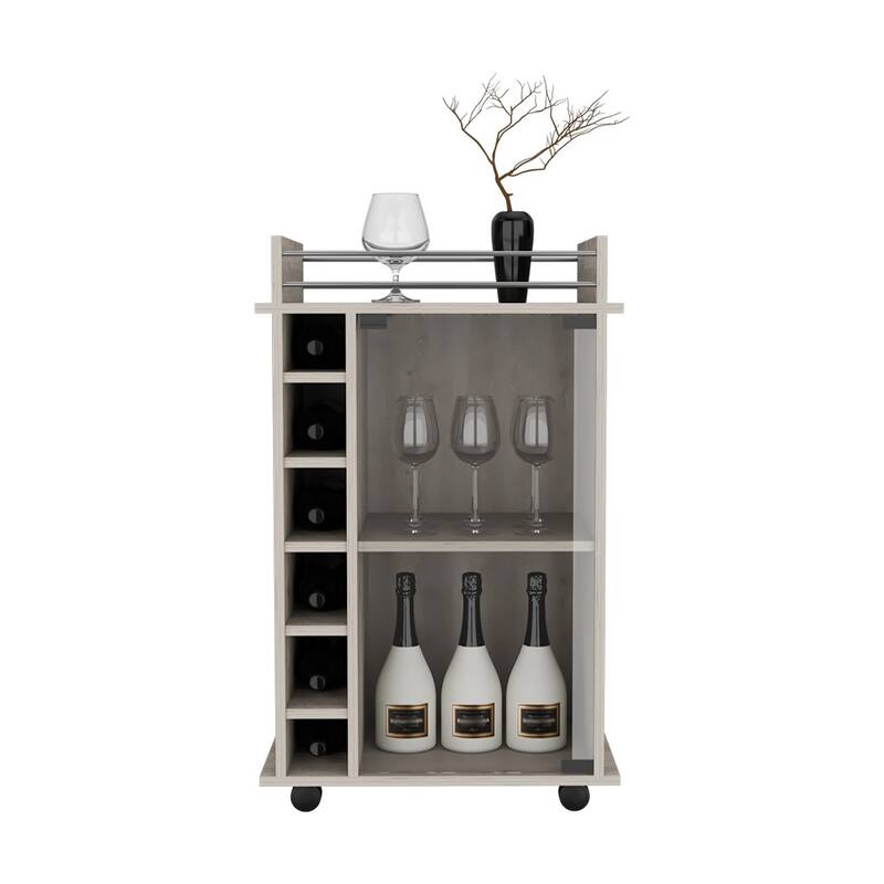 Bar Cart Baltimore With Six Wine Cubbies And Glass Door