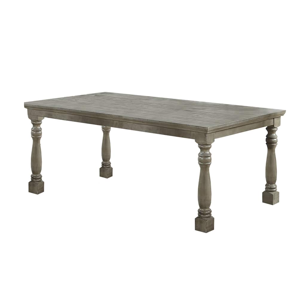 Rectangular Wooden Dining Table with Column Legs in Light Grey - Light Grey