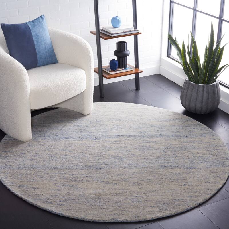 SAFAVIEH Handmade Metro Bara Wool Rug - 6' Round - Blue/Ivory