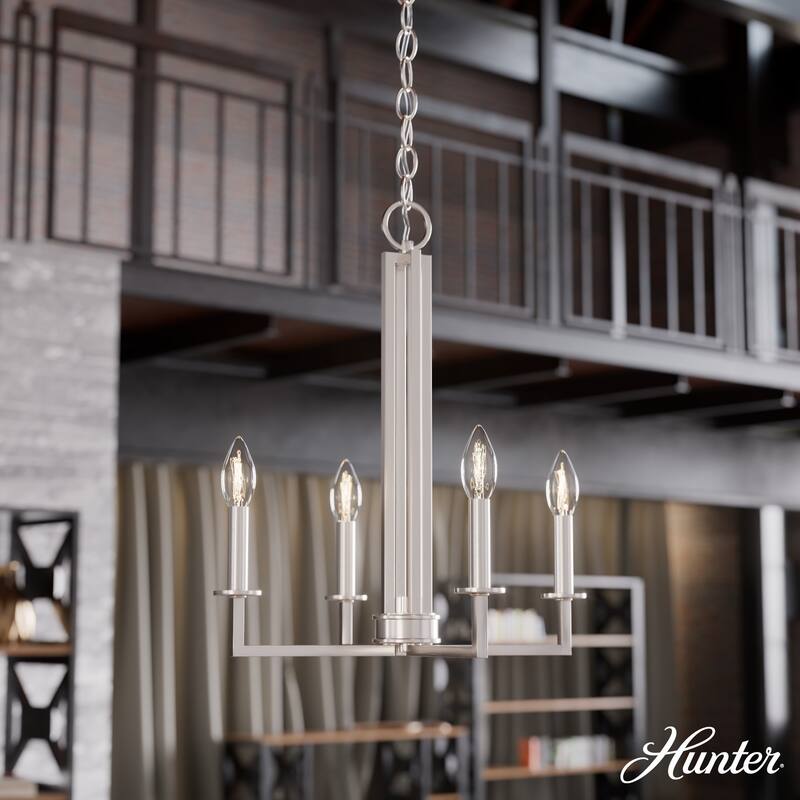 Hunter Bearden 4-Light Pendant - Kitchen, Island, Dining Room, Entry - Industrial, Contemporary, Geometric - Brushed Nickel